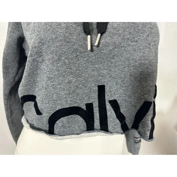 Calvin Klein Performance Women's Long Sleeve Cropped Gray Hoodie Sweater Sz M - Picture 3 of 7